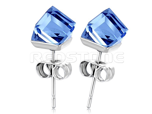 Ocelové náušnice s křišťálovými kostkami